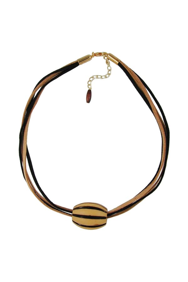 Necklace Beads Light-Brown & Brown 50cm - GL06953