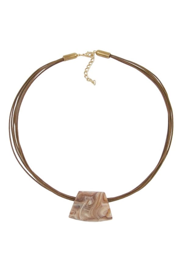 Necklace Trapezium Beige Marbled 45cm - GL00495