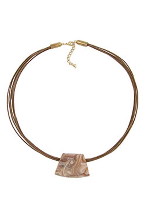 Necklace Trapezium Beige Marbled 45cm - GL00495
