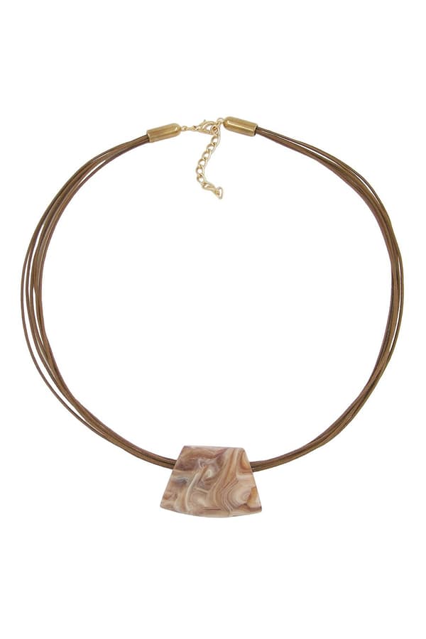 Necklace Trapezium Beige Marbled 45cm - GL00495