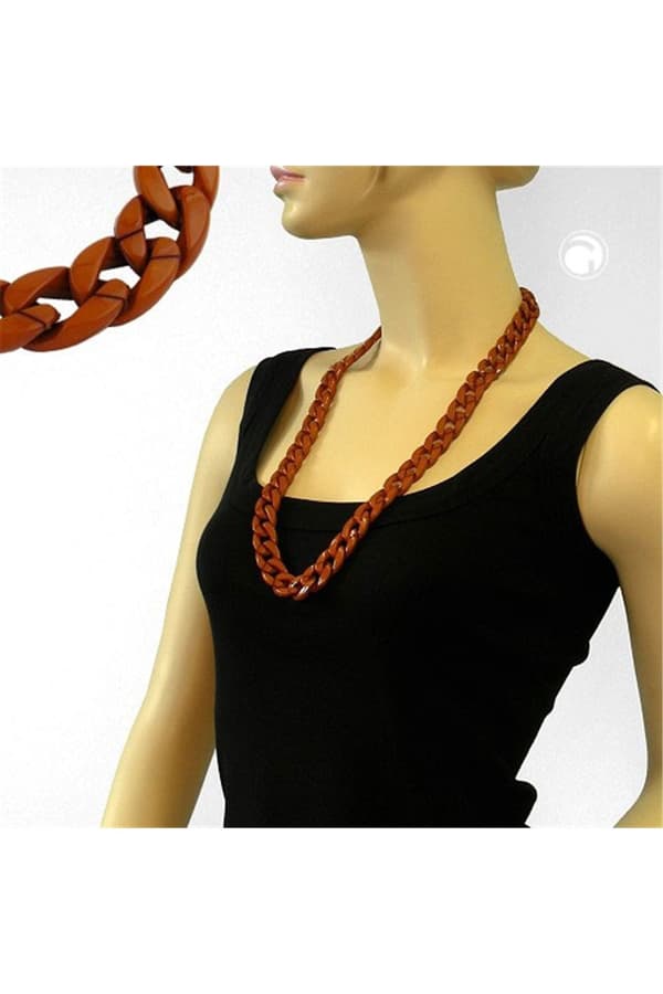 Necklace Curb Chain Red/Brown Shiny - GL05855