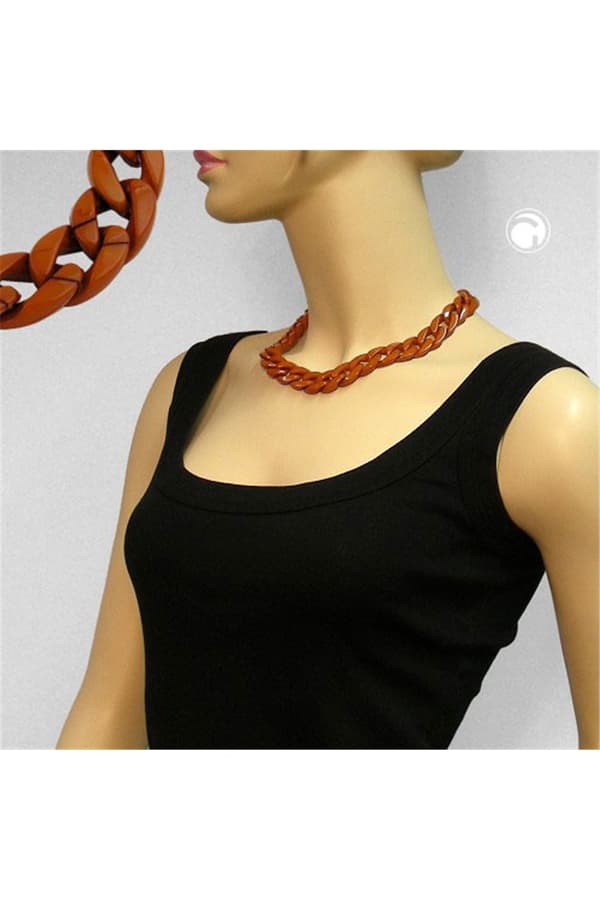 Necklace Curb Chain Brown Glossy - GL05854