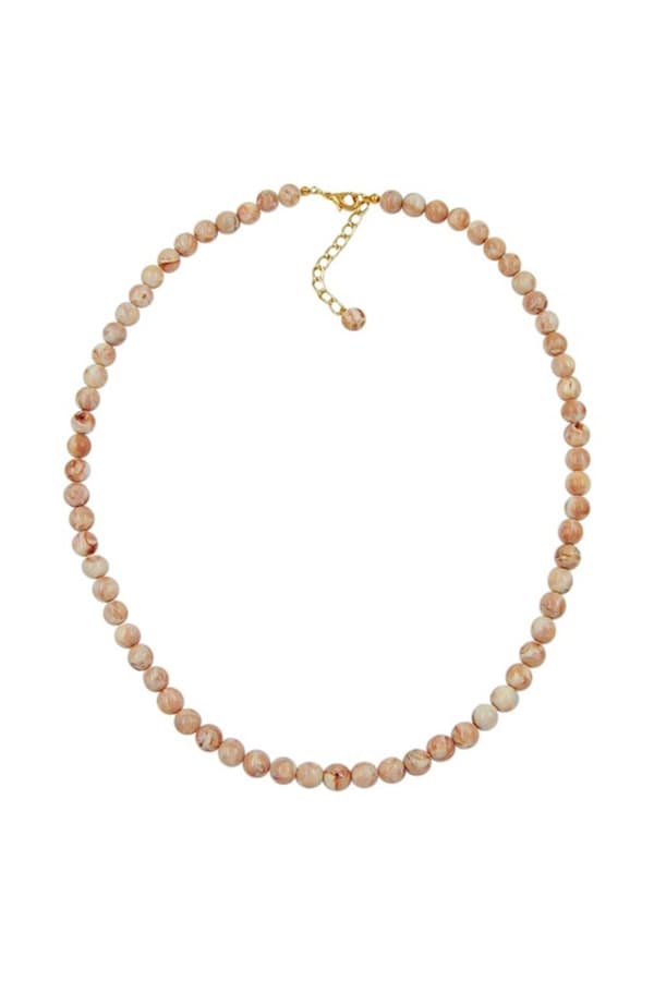 Necklace Beads 8mm Beige Marbled - GL04894