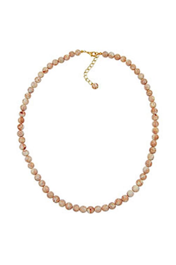 Necklace Beads 8mm Beige Marbled - GL04894