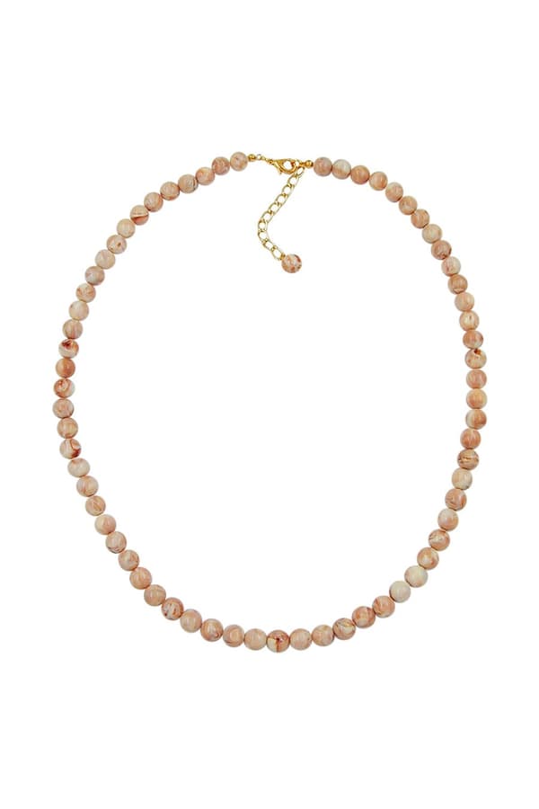 Necklace Beads 8mm Beige Marbled - GL04894