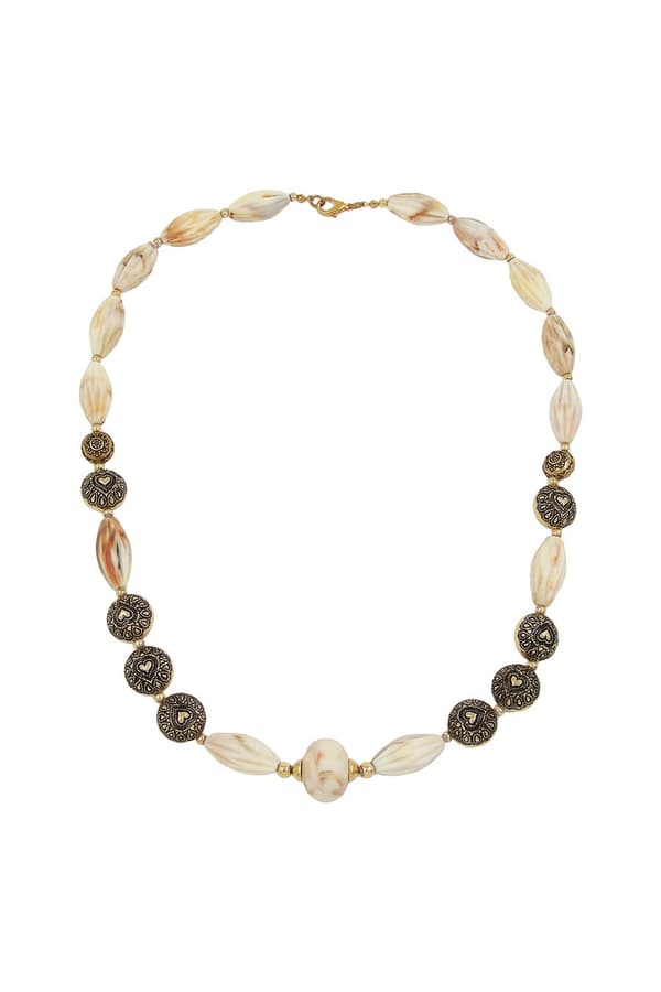 Necklace Beads Beige-Brown 55cm - GL03819