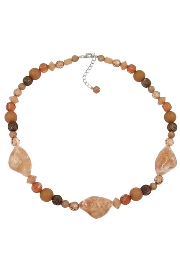 Necklace Crash-Nugget-Beads Brown 55cm - GL02355
