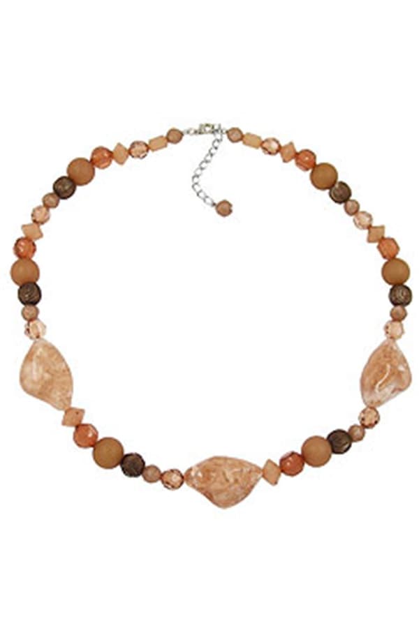 Necklace Crash-Nugget-Beads Brown 55cm - GL02355