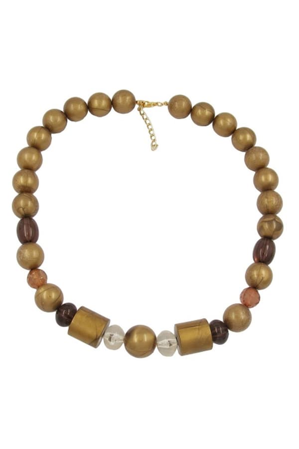 Necklace Beads Gold-Brown 55cm - GL02347