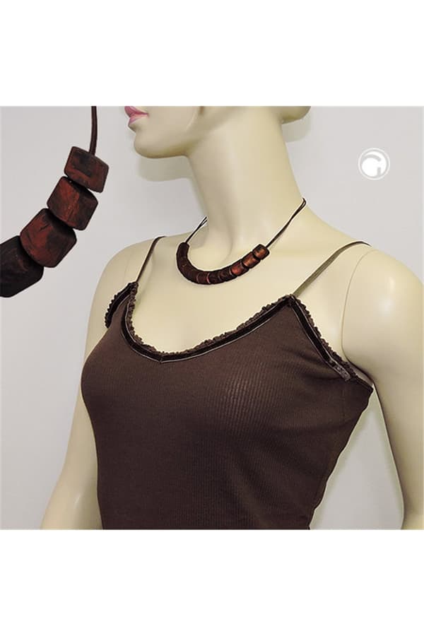 Necklace Slanted Beads Brown Marbled - GL02313