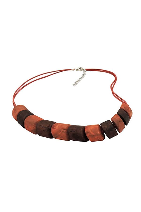 Necklace Slanted Beads Mixed Brown - GL02304