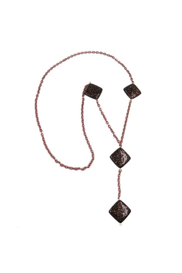 Necklace Square Black-Copper-Tone 100cm - GL02268
