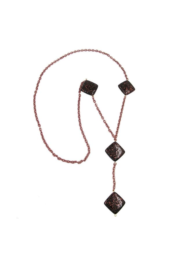 Necklace Square Black-Copper-Tone 100cm - GL02268