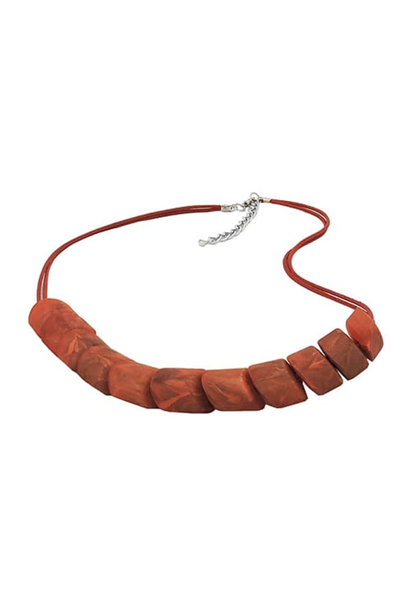 Necklace Slanted Beads Rust-Brown - GL02251