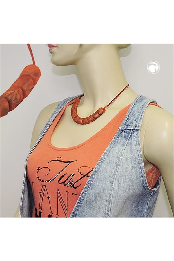 Necklace Slanted Beads Rust-Brown - GL02251