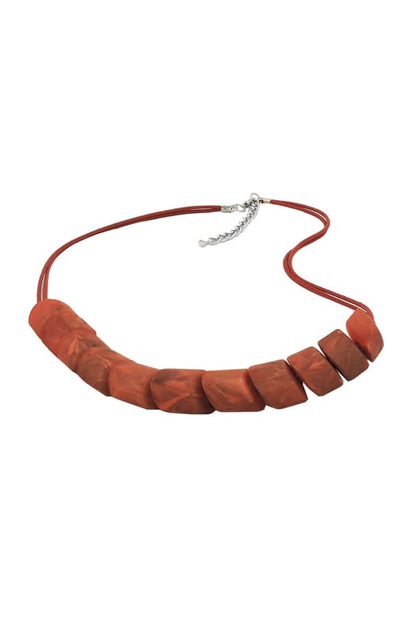Necklace Slanted Beads Rust-Brown - GL02251