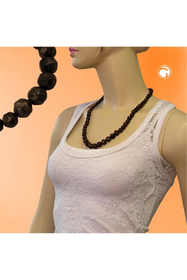 Necklace Baroque Beads Brown Marbled - GL02159