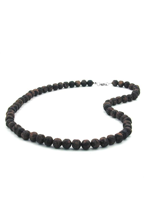 Necklace Baroque Beads 10mm Brown Marbled - GL02155