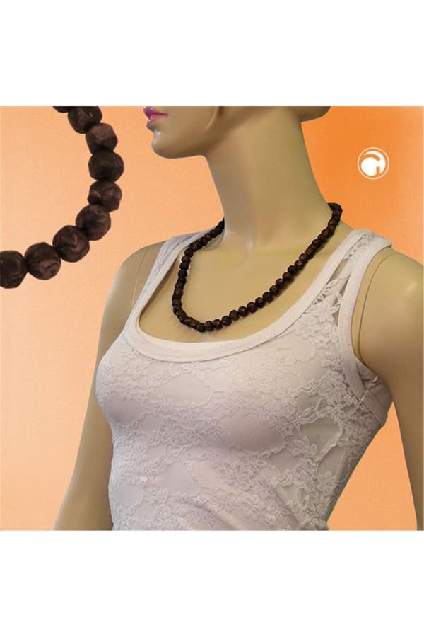 Necklace Baroque Beads 10mm Brown Marbled - GL02155