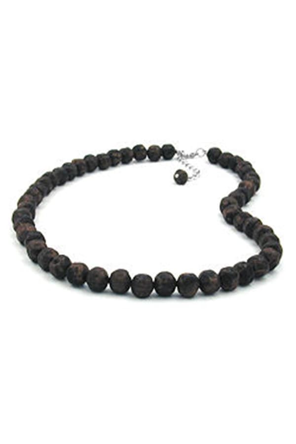 Necklace Baroque Beads 10mm Brown Marbled - GL02154