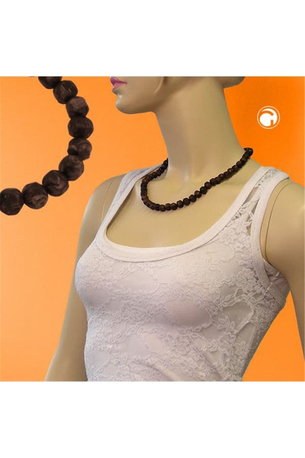 Necklace Baroque Beads 10mm Brown Marbled - GL02154