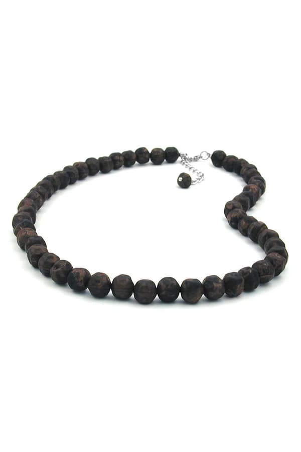 Necklace Baroque Beads 10mm Brown Marbled - GL02154