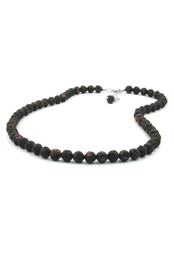 Necklace Baroque Beads 8mm Brown Marbled - GL02153