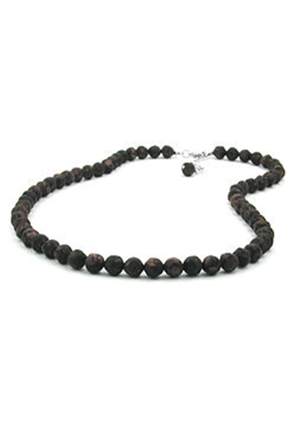 Necklace Baroque Beads 8mm Brown Marbled - GL02153