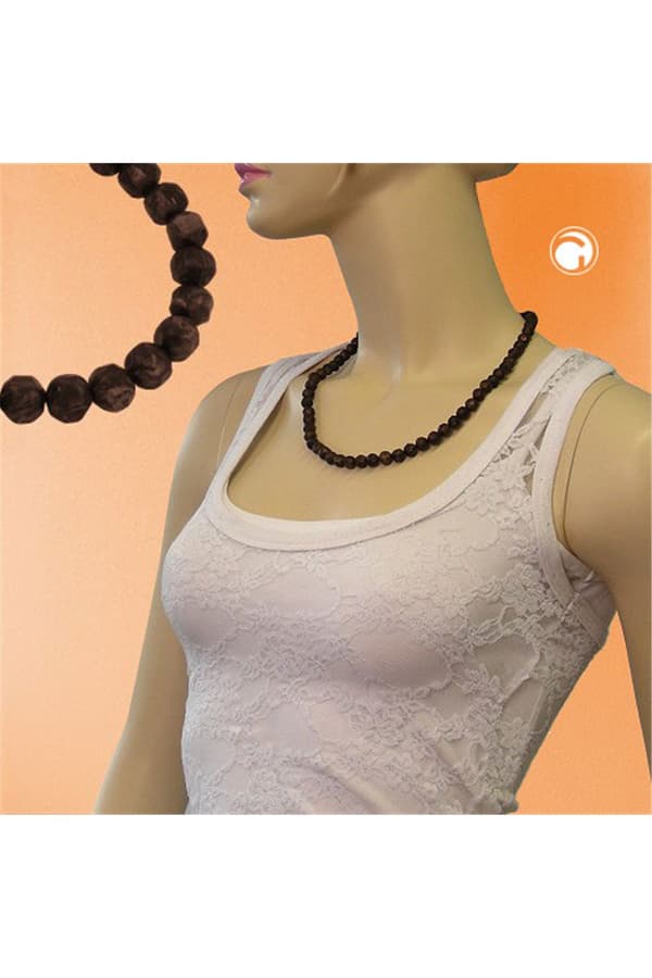 Necklace Baroque Beads 8mm Brown Marbled - GL02153