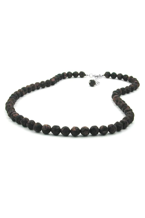 Necklace Baroque Beads 8mm Brown Marbled - GL02153