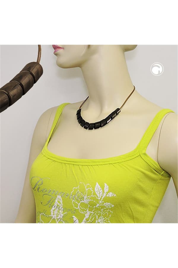 Necklace Slanted Beads Olive Drab - GL02114