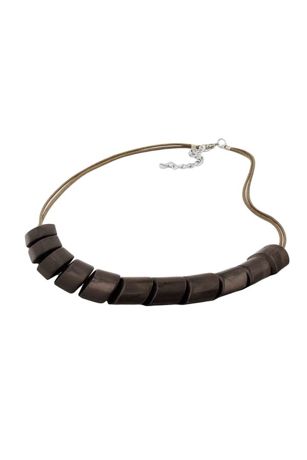 Necklace Slanted Beads Olive Drab - GL02114