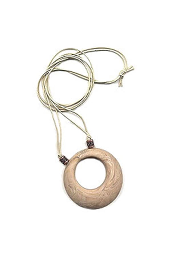 Necklace Beige Marbled Amulett 80cm - GL01496