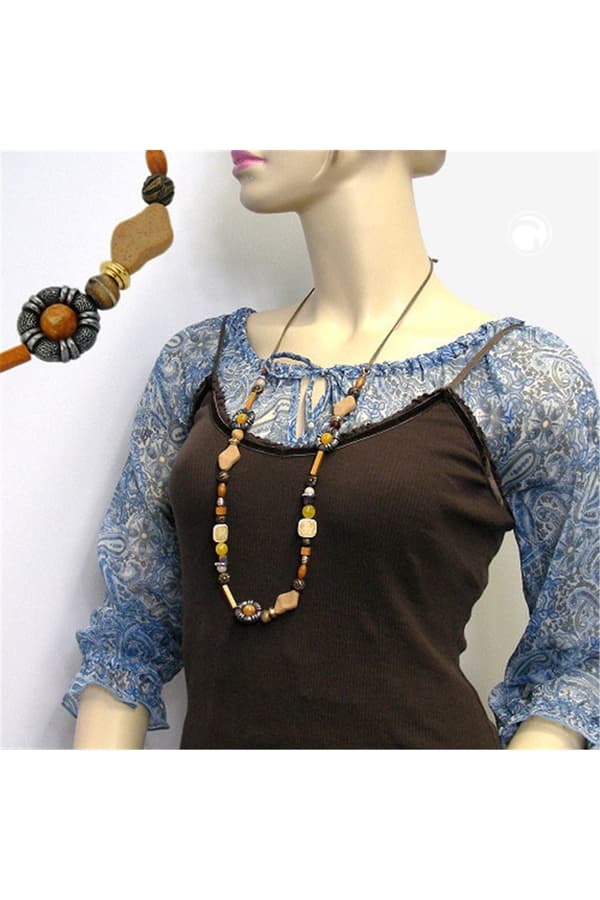 Necklace Orange/ Light Brown/ Ochre - GL01018