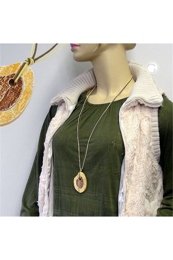 Necklace Tree Stem Pendant Brown/ Yellow - GL00917