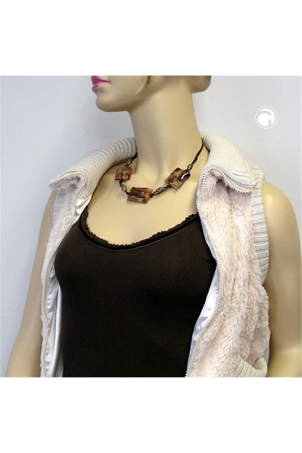 Necklace 3x Squares Brown/Beige - GL00277