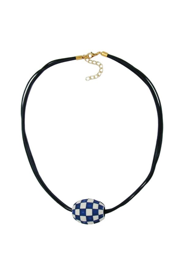 Necklace Olive Ivory-Blue & Gold 50cm - GL06021