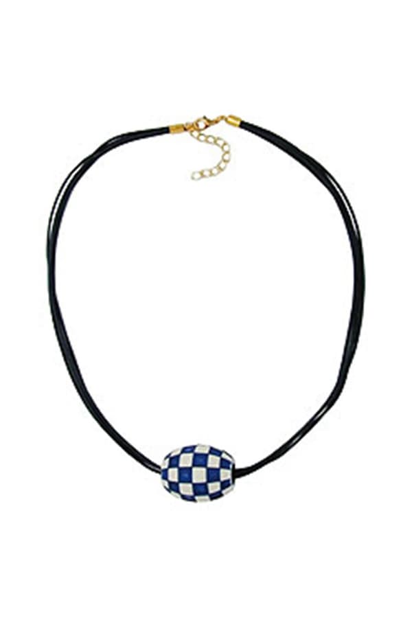 Necklace Olive Ivory-Blue & Gold 50cm - GL06021