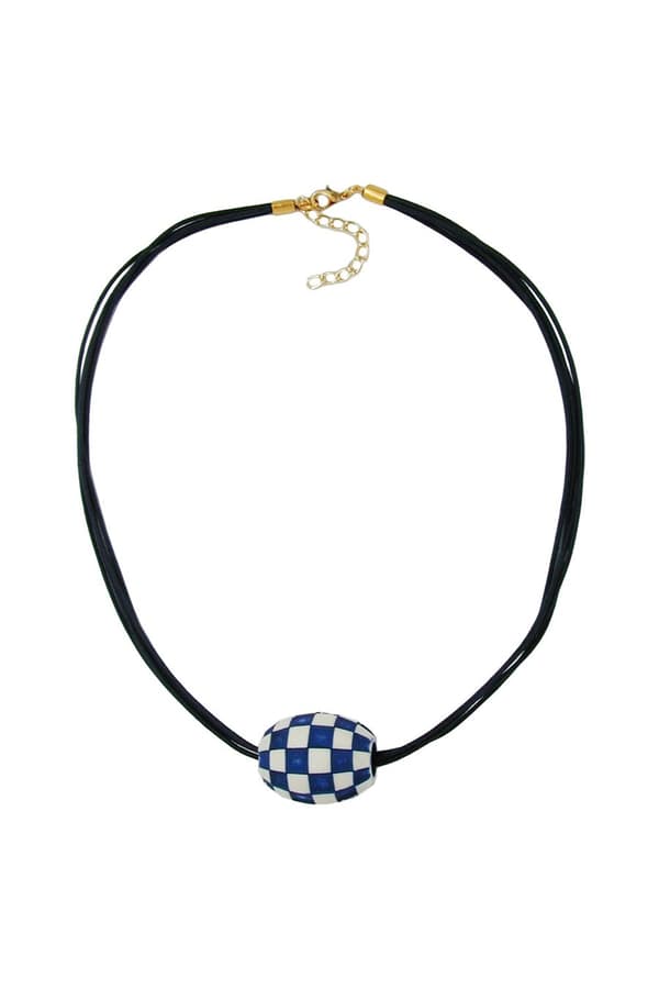 Necklace Olive Ivory-Blue & Gold 50cm - GL06021