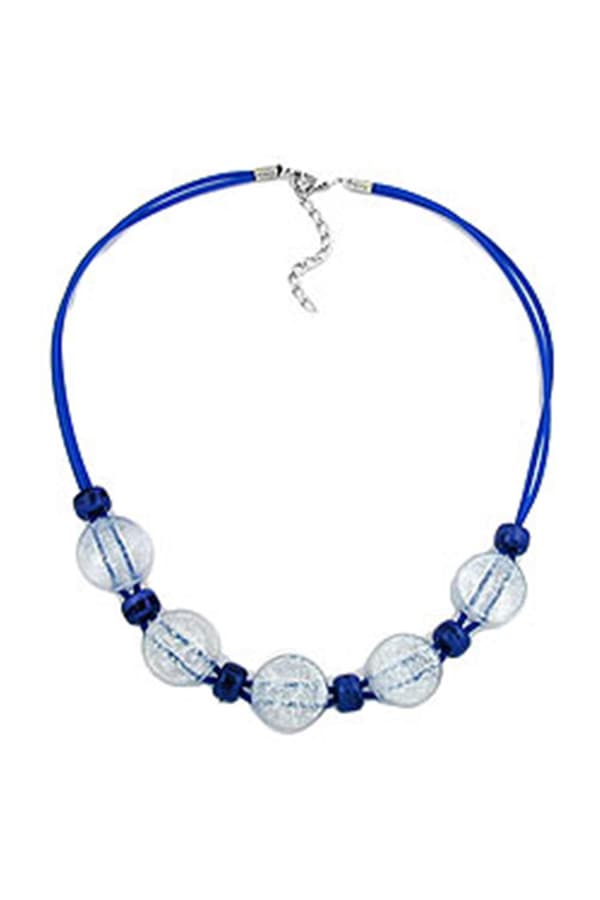 Necklace Blue And Transparent Beads 48cm - GL02794