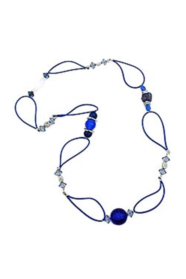 Necklace Blue Beads Blue Chain 95cm - GL02484