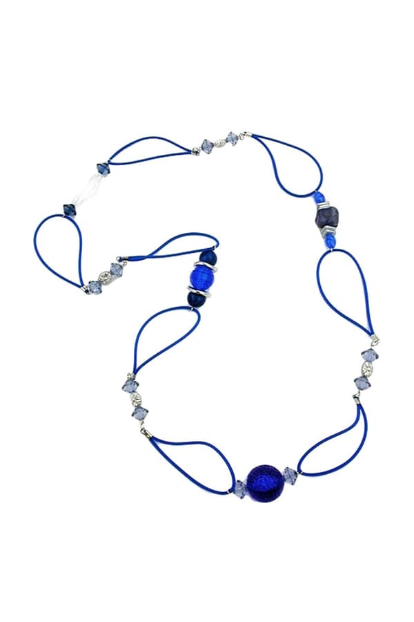 Necklace Blue Beads Blue Chain 95cm - GL02484