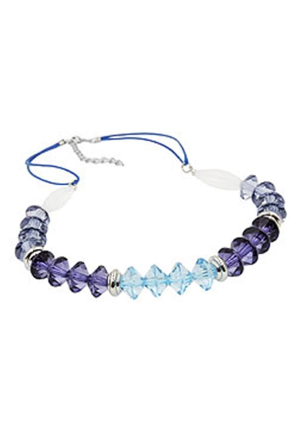 Necklace Faceted Beads Blue Silver Coloured Beads - GL01337