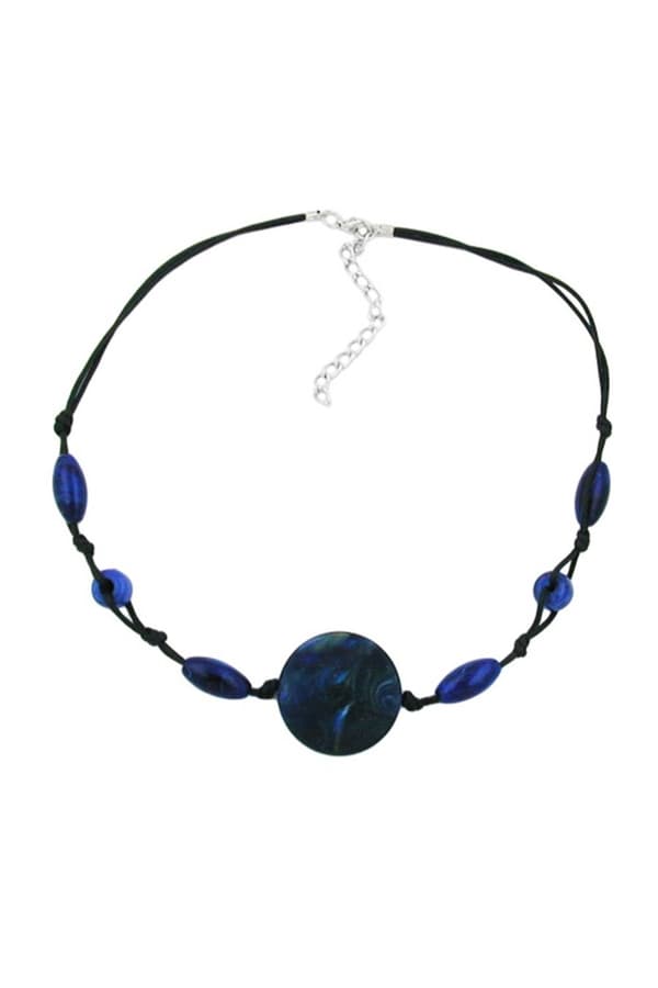 Necklace Blue Marbled Different Shaped Beads - GL01110