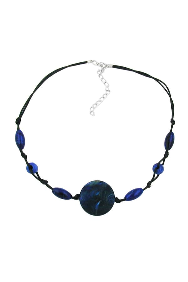 Necklace Blue Marbled Different Shaped Beads - GL01110