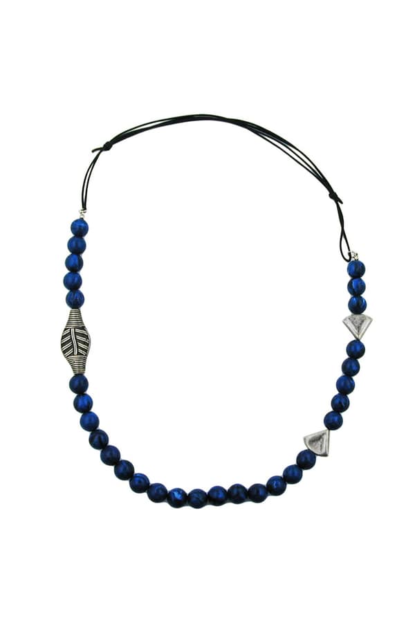 Necklace Blue Beads Long - GL01104