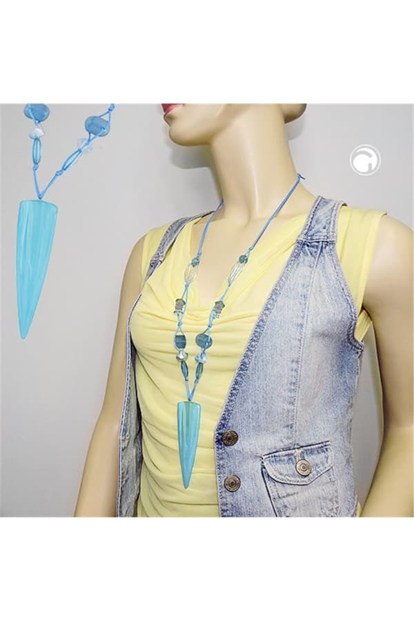Necklace Long Triangle Light-Blue - GL01082