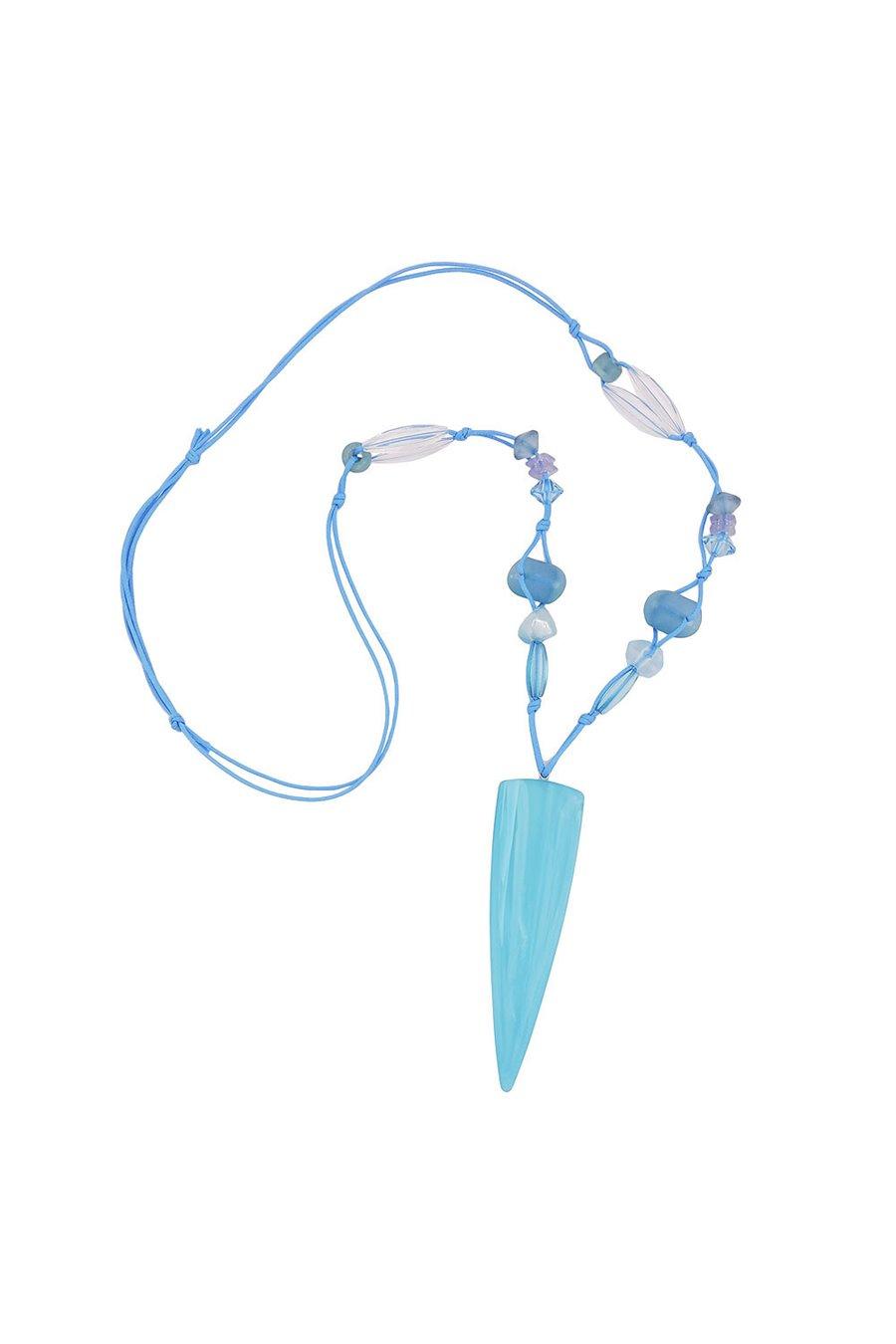 NECKLACE LONG TRIANGLE LIGHT-BLUE