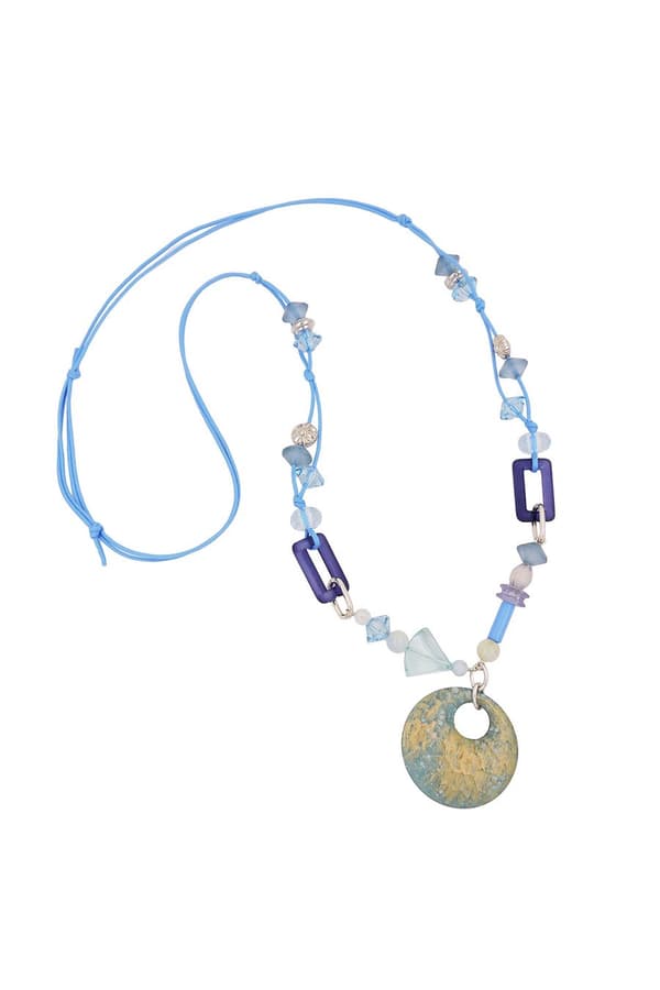 Necklace Different Beads Turquoise And Light Blue - GL01077