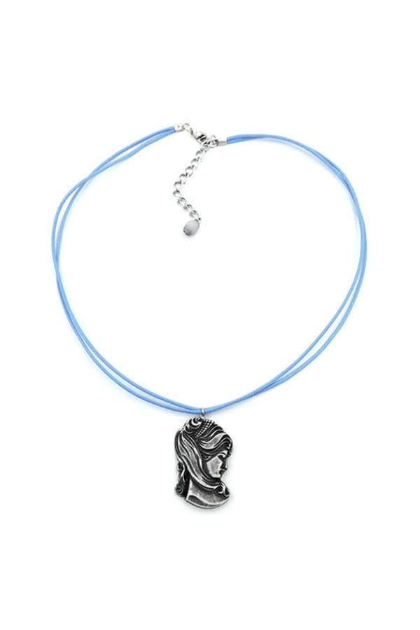 Necklace Woman's Head Cord Blue - GL01009